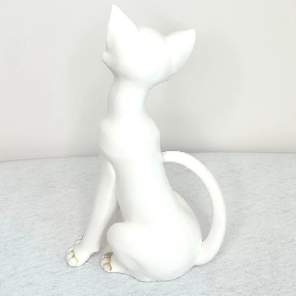 Andrea by Sadek White Porcelain Cat Figurine Hand Painted Japan 10in VTG‎ 6654